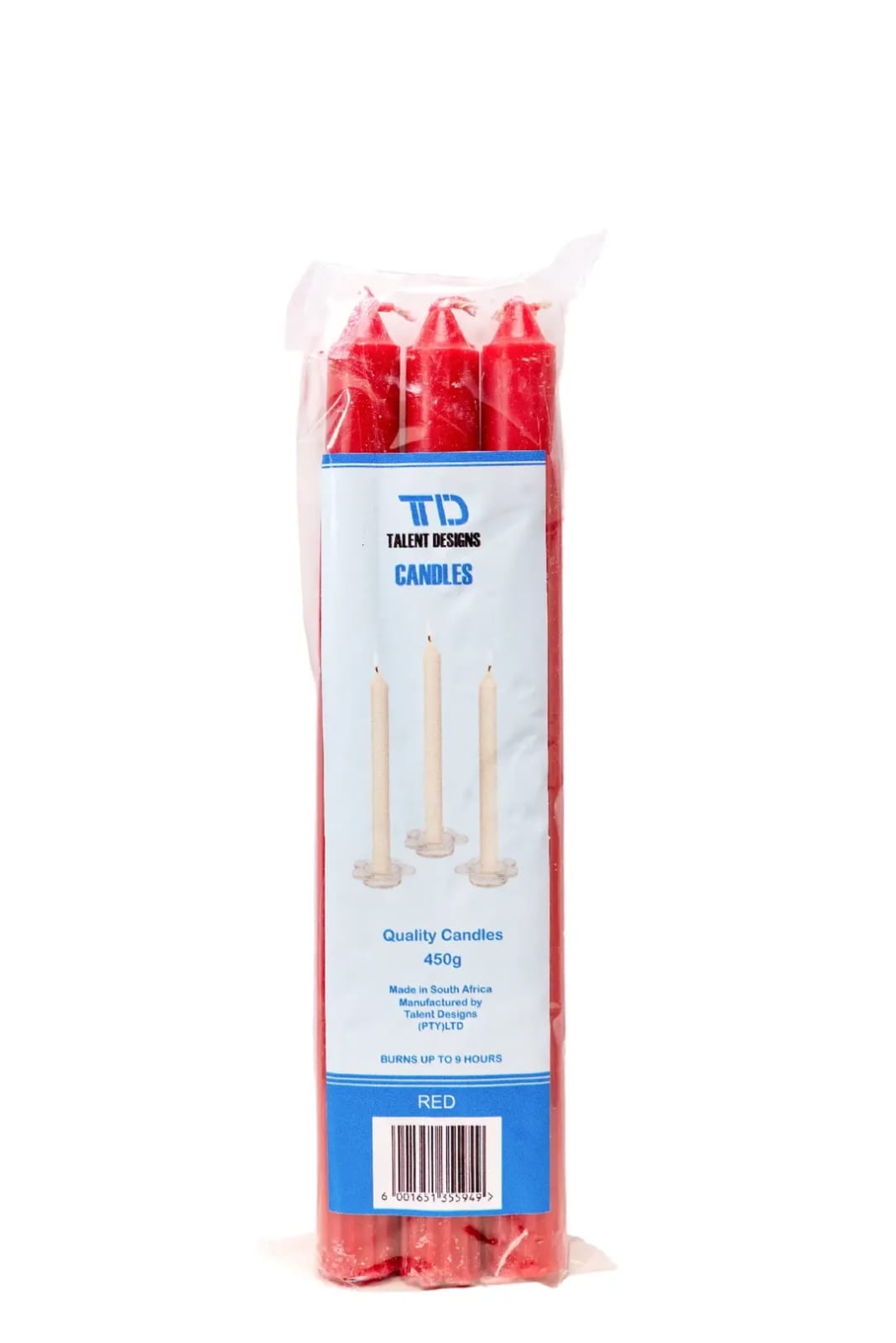 Red Fluted Candles 450g (Box: 20 x 6 Pack)
