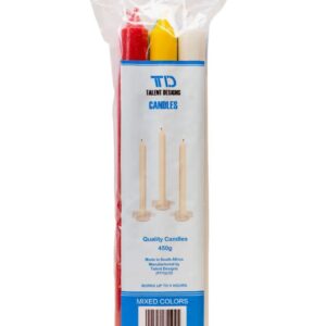 Mixed-Colour Fluted Candles 450g (Box: 20 x 6 Pack)