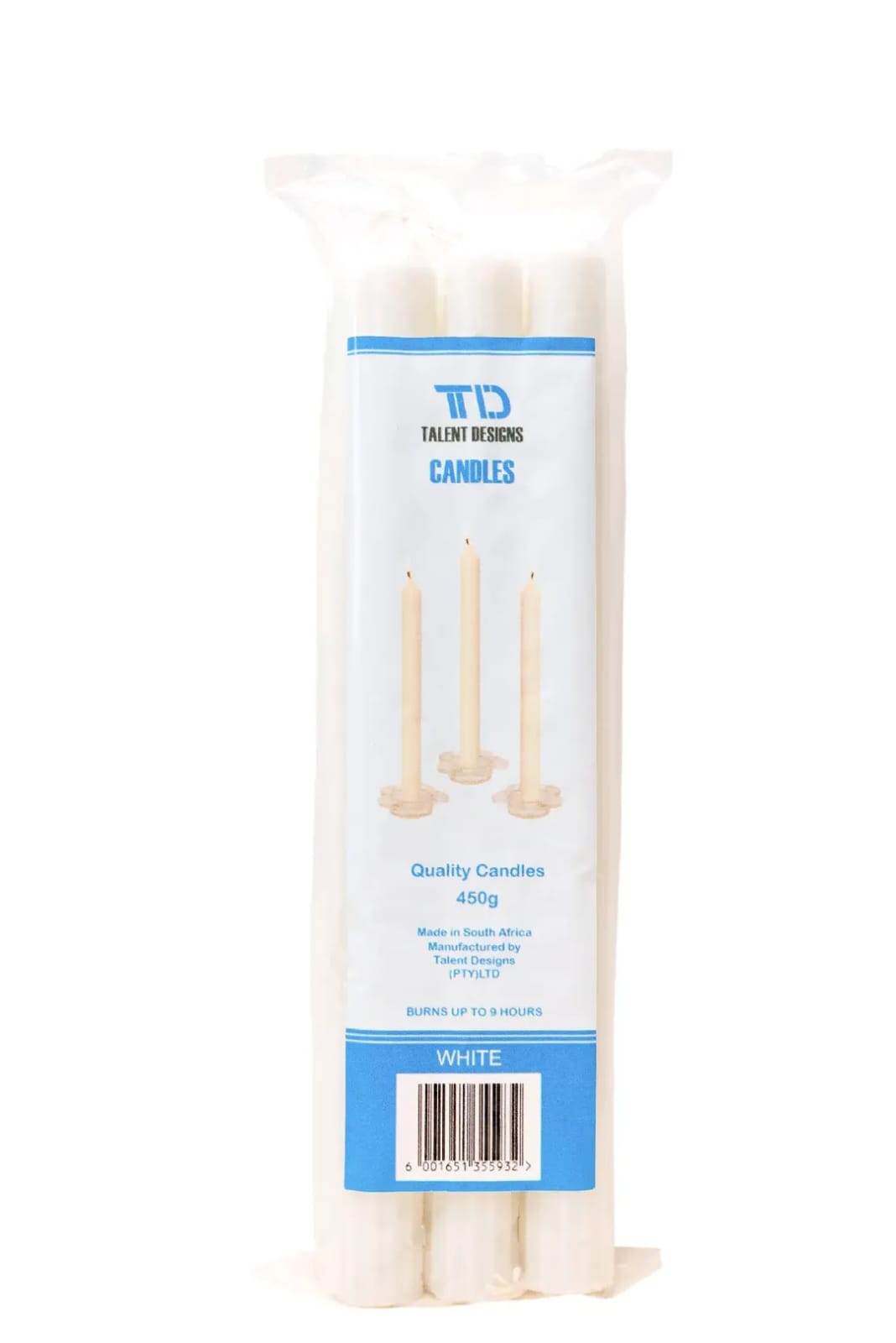 White Fluted Candles 450g (Box: 20 x 6 Pack)